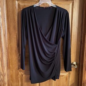 Sofia by Sofia Vergara Black Draped V-Neck Long-Sleeve Top